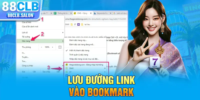 Lưu đường link vào bookmark